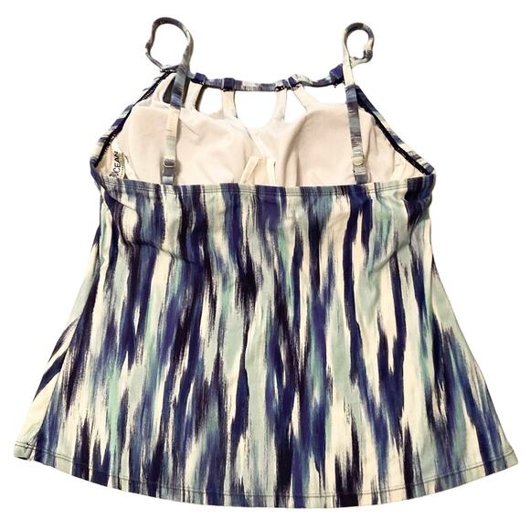 24th & Ocean Tankini Medium Women Navy Tie Dye Padded Neckline Cutout Detail - Picture 8 of 12